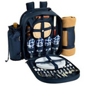 Picnic Backpack Cooler for Four with Blanket